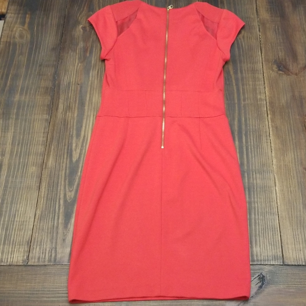 Ted Baker London Josias Red Mesh Short Sleeve Panel Dress 2 - Picture 6 of 8